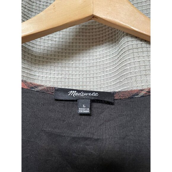 Madewell Plaid Faux-Wrap Short-Sleeve Tiered Mini Dress - Picture 6 of 8